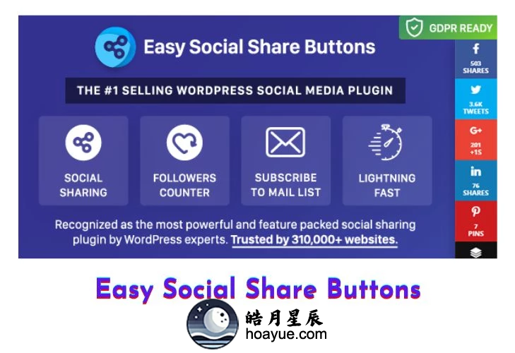 Easy Social Share Buttons v9.9 插件-皓月星辰